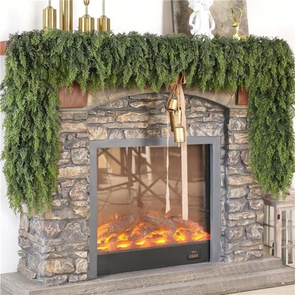 Real Touch Christmas Cedar Garland -9ft Artificial Garlands Faux Cedar - Picture 2 of 7